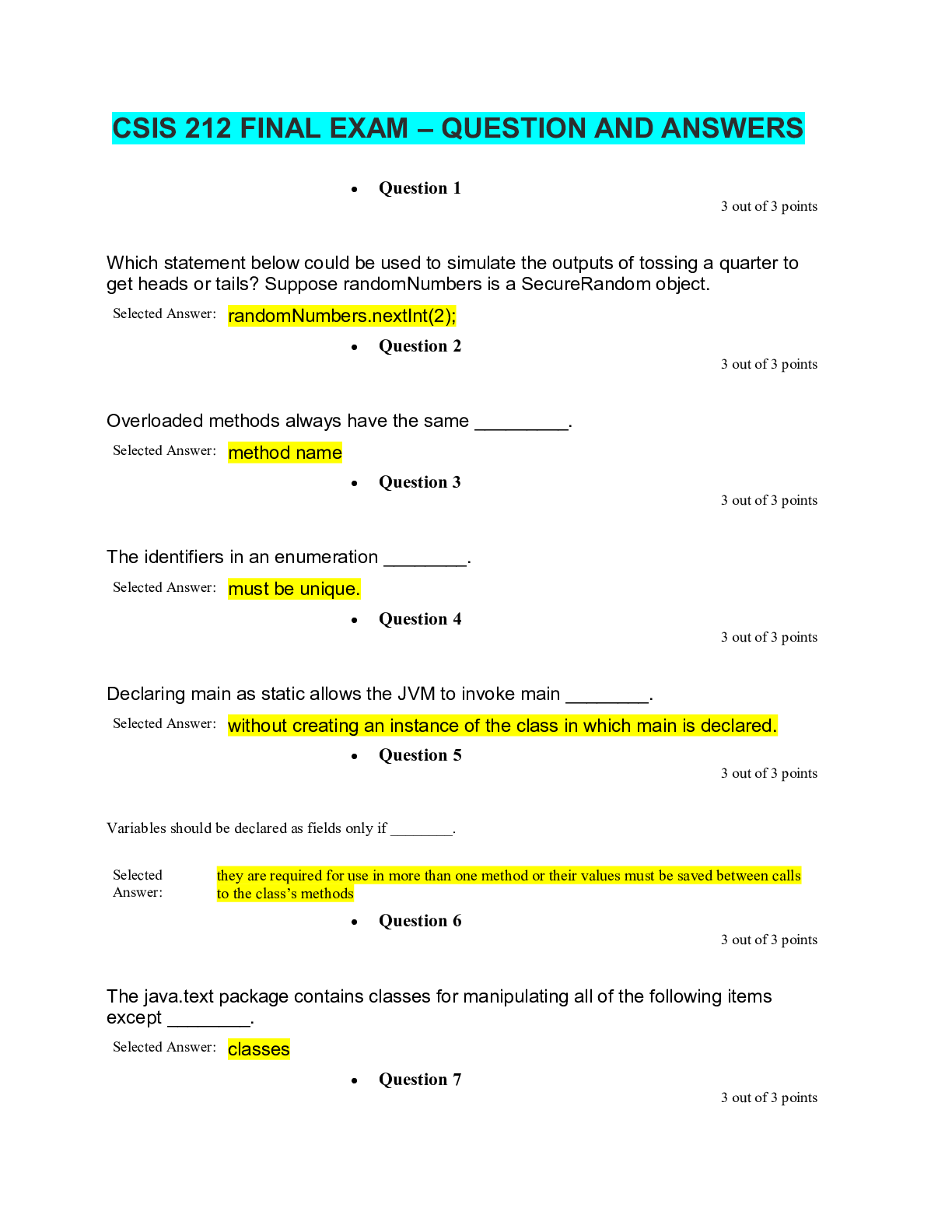 Preview image for CSIS 212 FINAL EXAM